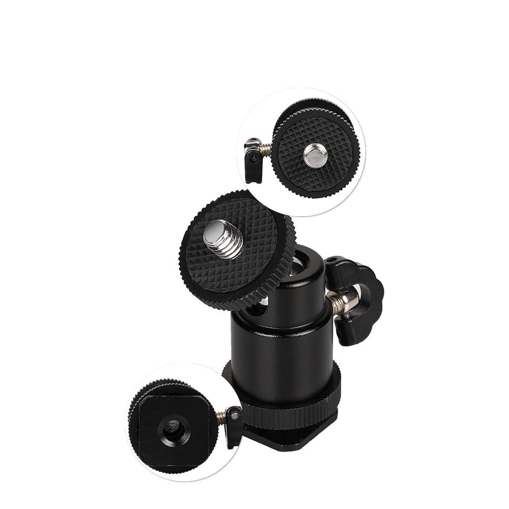 1 шт. Шаровая головка для штатива камеры, светодиодная подсветка, 1/4 винт, поворотная подставка, алюминиевый мини-штатив, шаровая головка, адаптер для горячего башмака