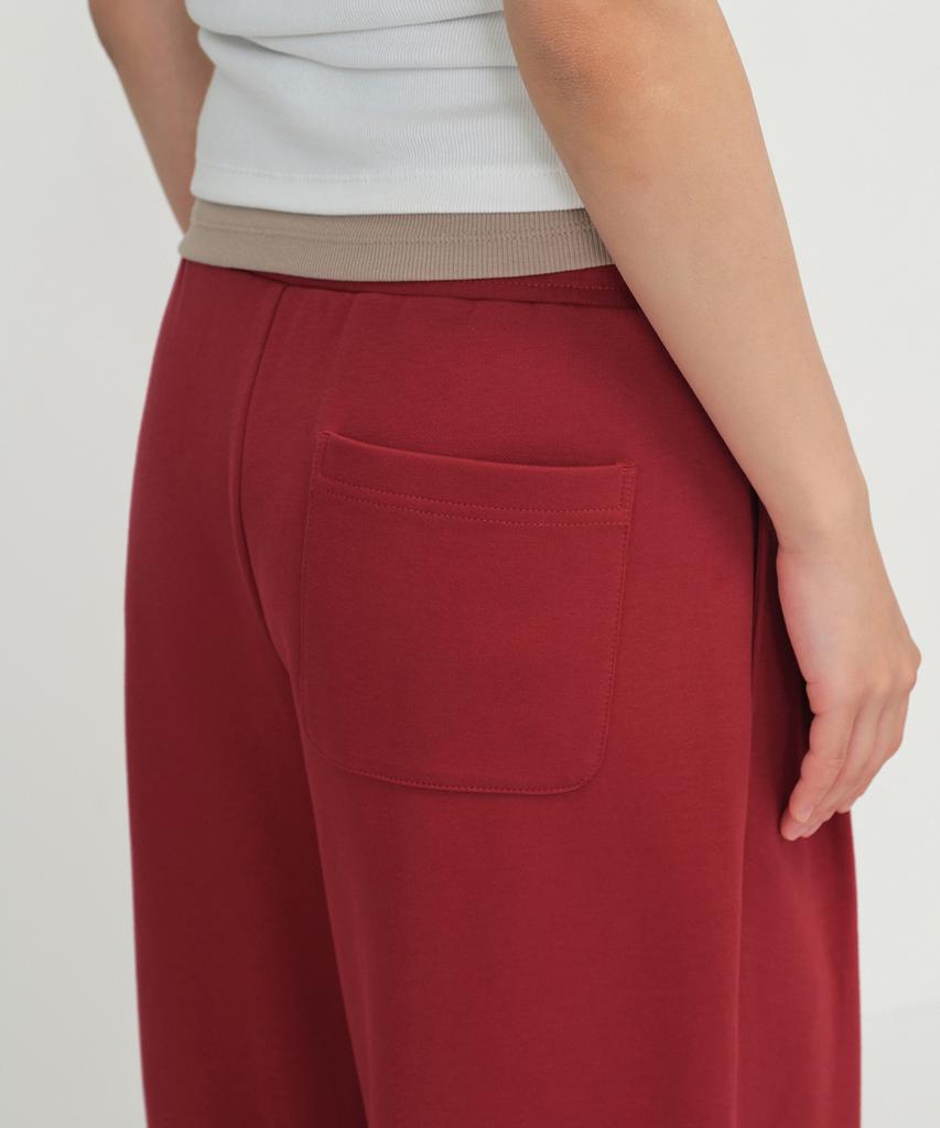 MUSINSA STANDARD WOMAN Women'S Double Knit Two-Tuck Wide Lounge Sweatpants [Chili Red]