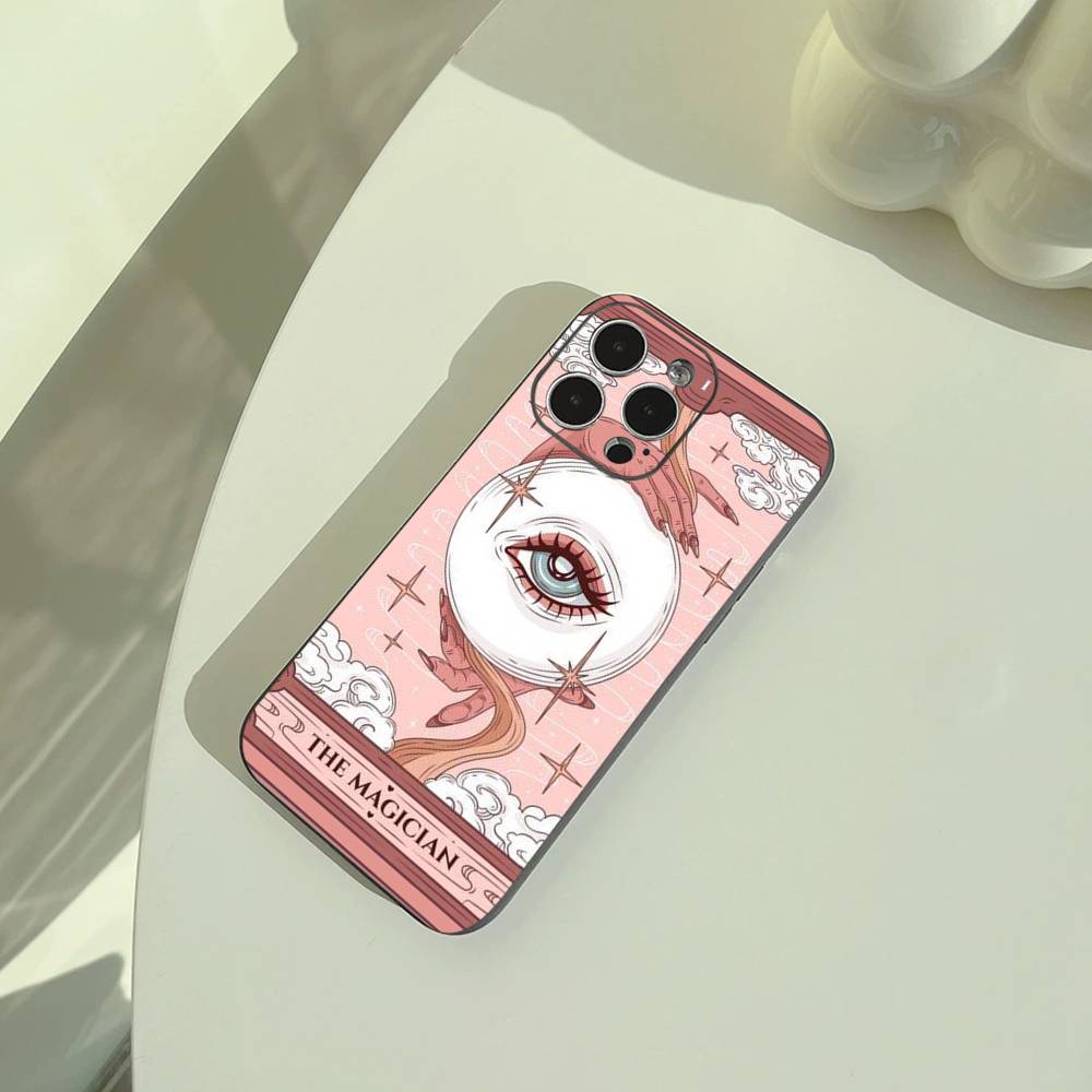 Эстетичный чехол для телефона с таро для iPhone 17,16,15,14,13,12,11 Pro Max, Легкий и практичный, Мягкий черный чехол