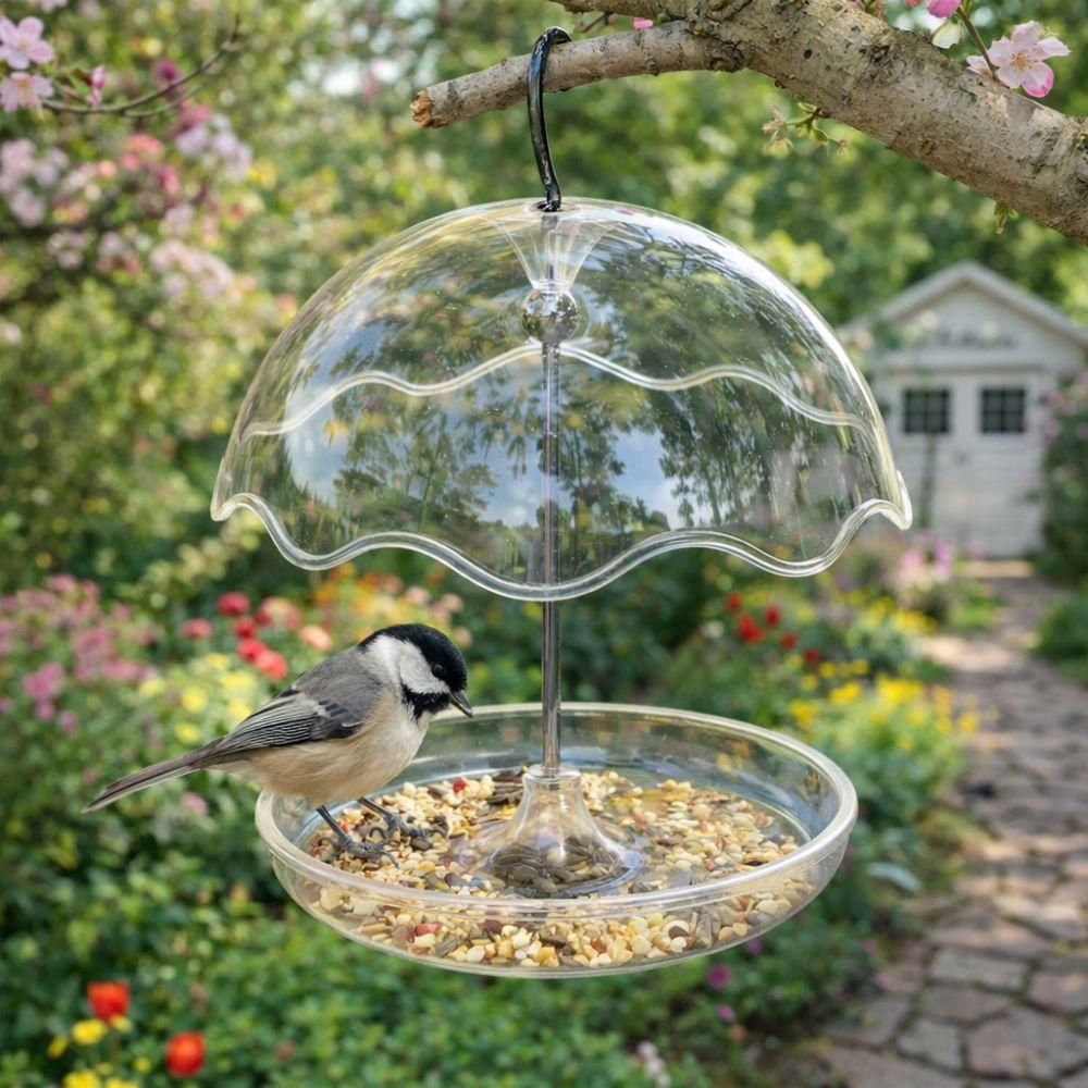 Transparent Hanging Bird Bath Open Platform Hummingbird Feeder Umbrella Bird Feeder  Farm