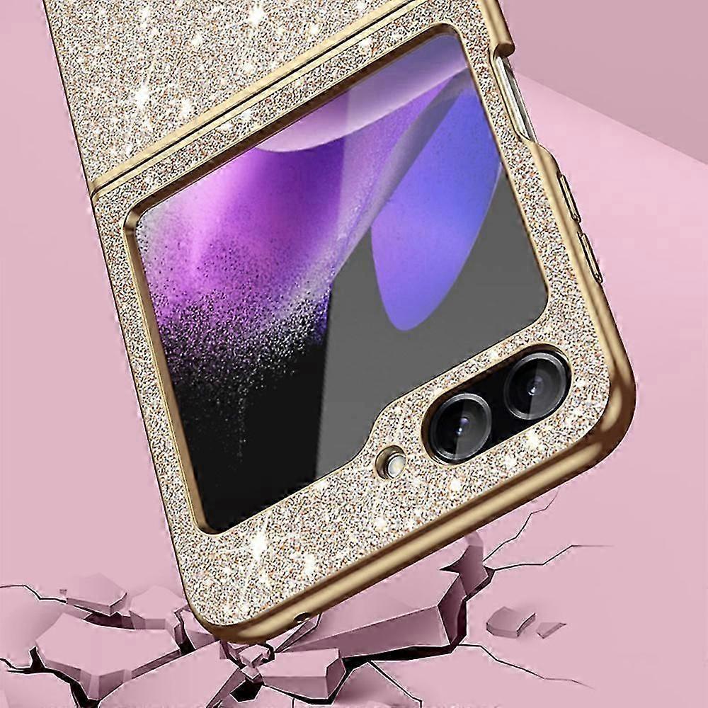 For Samsung Galaxy Z Flip7 FE 5G/ Z Flip6 5G/ Z Flip5 5G Case Leather+PC Phone Cover Sparkle Glitter