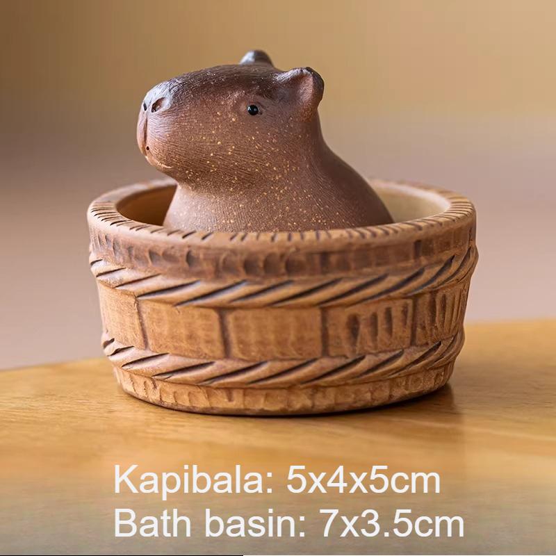 Kapibala Purple Clay Tea Pet Cute Tea Pet Household Desktop Ornament Purple Clay Crafts Mini Tea Play Teaset Accessories