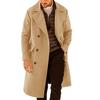 Men Overcoat Autumn Winter Lapel Collar Double-breasted Solid Color Pocket Long Sleeves Casual Loose Thick Warm Male Mid-length Coat Jacket Outwear