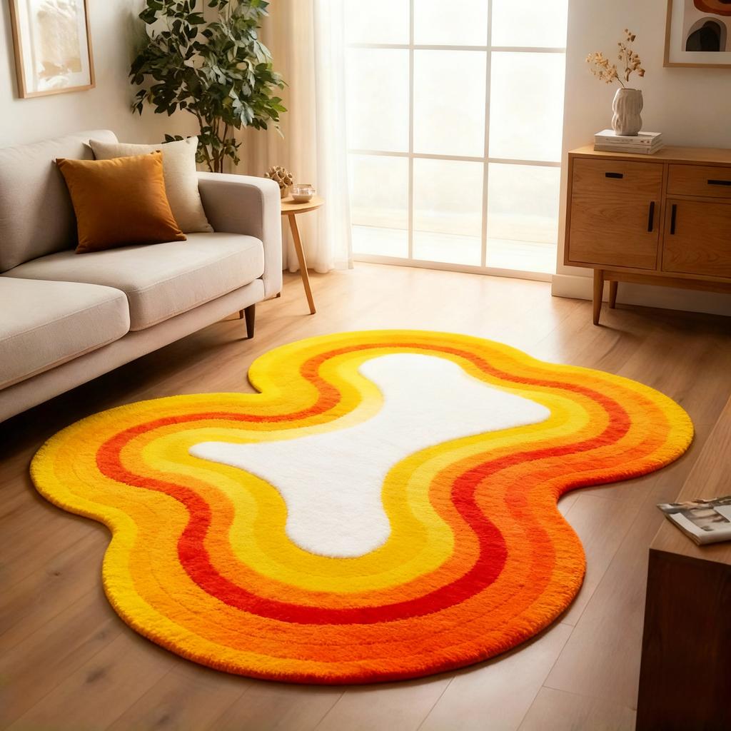 Irregular Shape Carpets for Living Room Fluffy Soft Lounge Dopamine Floor Mat Large Area Bedroom Decor Carpet Thickend Plush Rug
