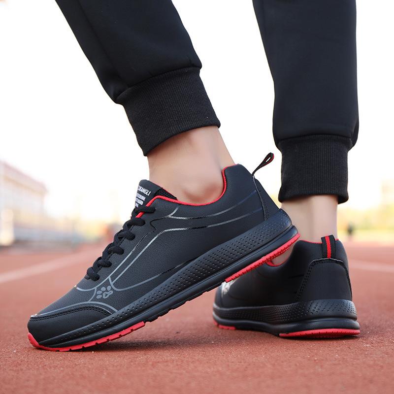 Внешнеторговая осенне-зимняя спортивная обувь мужская черная кожа водонепроницаемая и легкая амортизирующая беговая обувь повседневная мягкая подошва для путешествий ш