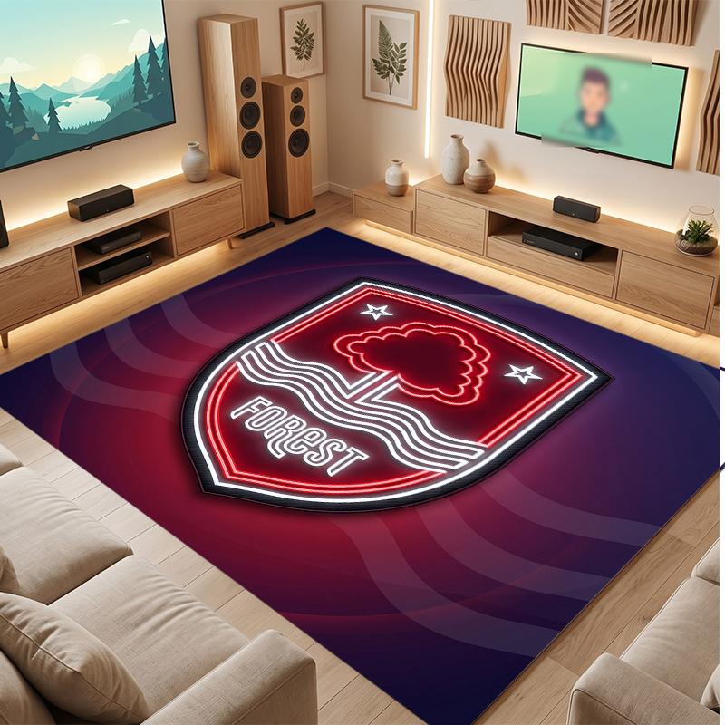 Nottingham Forest Football Print Crystal Velvet Rug, Comfortable Water Absorbent Non Slip Indoor Floor Carpet