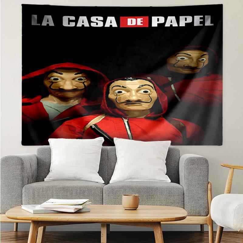 La Casa De Papel Print Tapestry, Backdrop, Easy Setup, Ideal for Bedroom, Office & Living Room, with Aesthetic Wall Hanging Decor.
