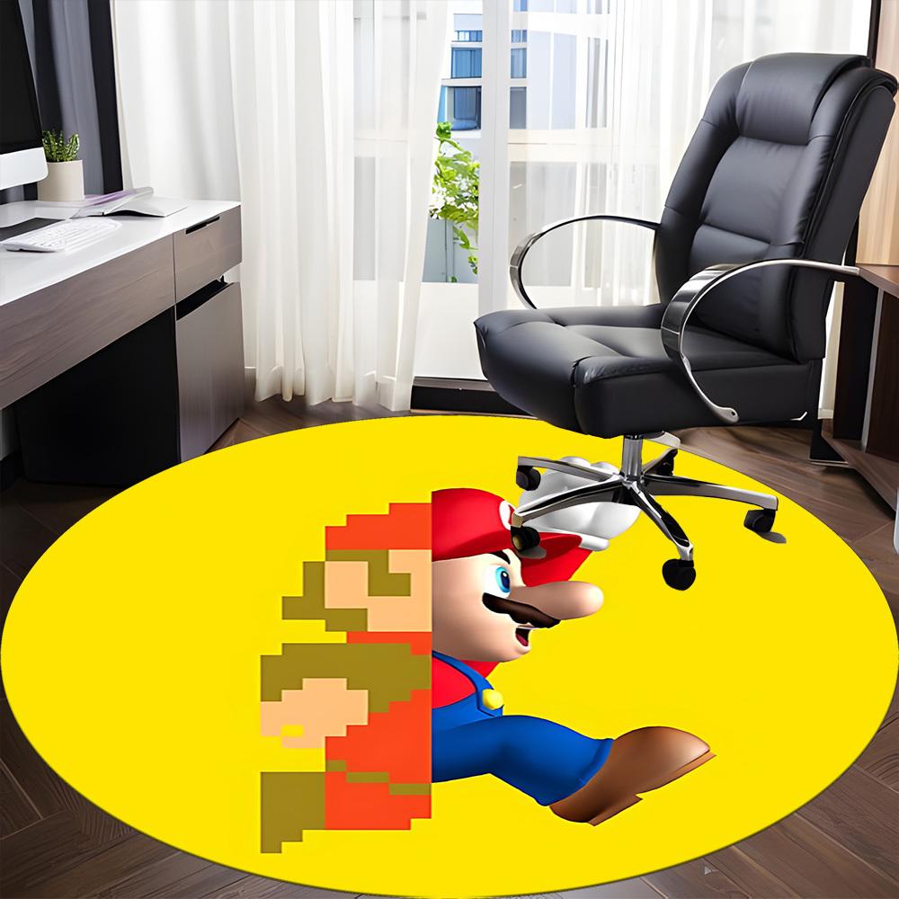 1pc Mario Platformer Office Round Area Rug, Under Office Chairs Bedroom Living Room Home Decor, Available in Various Sizes