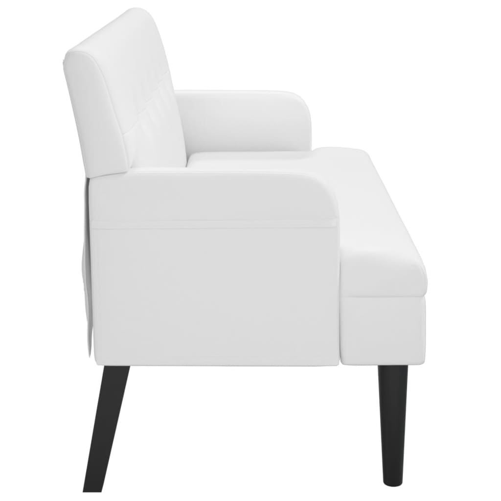 White Upholstered Bench with Backrest 112 x 65.5 x 75 cm Faux Leather