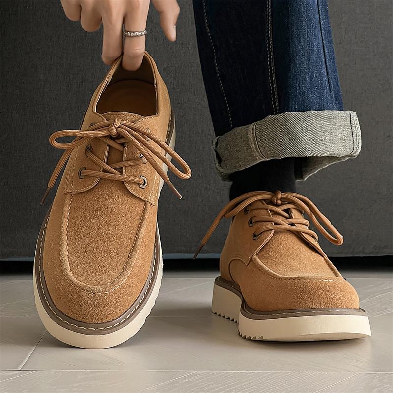 Fashion Handmade Suede Leather Men Boots Fashion Designer Shoes Man Leather Ankle Boots Men Walking Shoe Breathable Hombres Botas