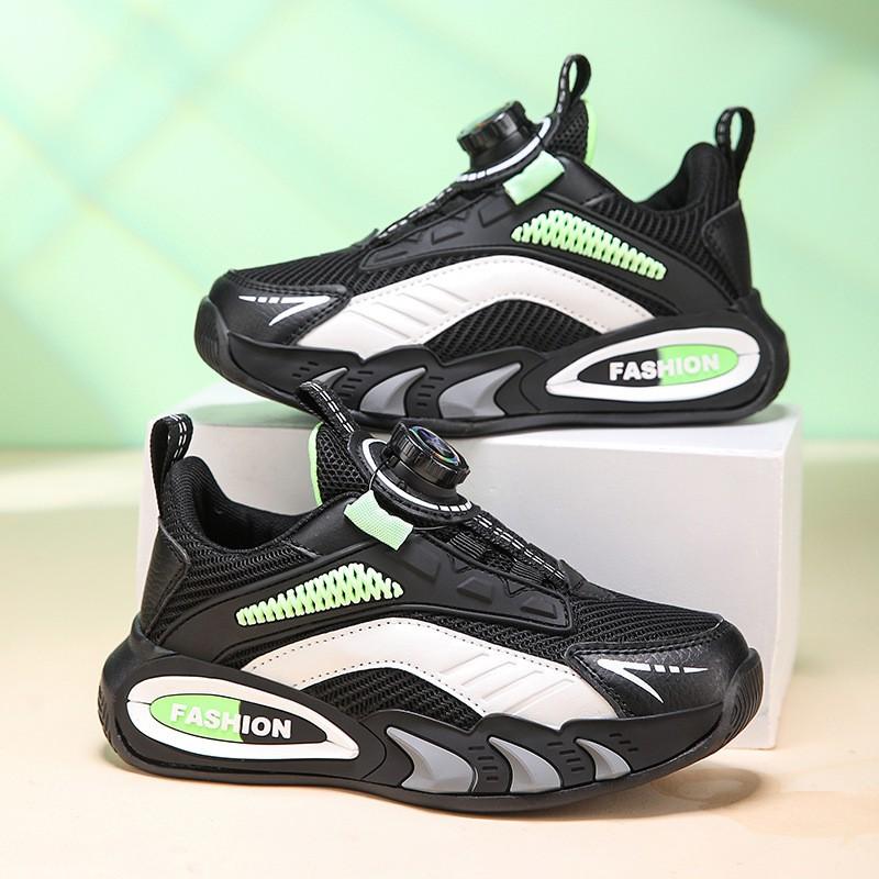 Youth style shoes Kids Breathable Mesh Running Shoes With Rotating Buckle Boys Girls Lightweight Outdoor Indoor Sport Sneakers