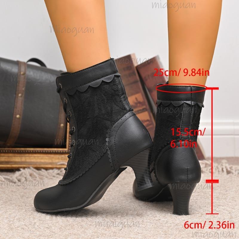 Белые женские ботильоны на kitten heel Элегантные ботильоны с кружевной вышивкой Осенняя мода Короткие ботинки на шнуровке Размер 36-43 Bottes Femmes
