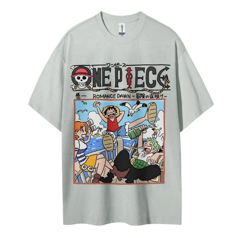 ONE PIECE Периферийные товары Мужская Летняя Повседневная Свободная Футболка Дышащий Хлопок Для Ежедневного Отдыха и Вечеринок на Тему Комиксов 2025