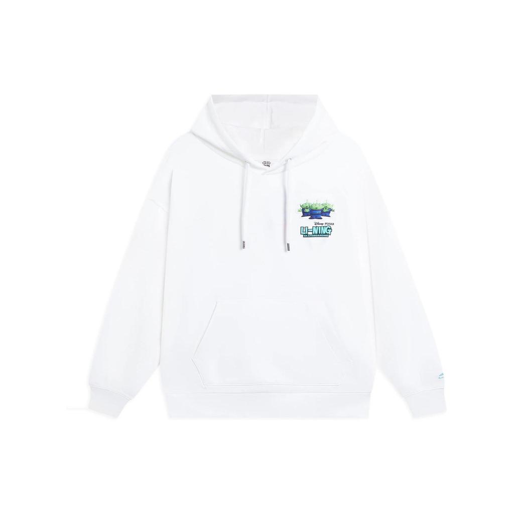 Li-Ning Свободная толстовка с нашивкой в ​​виде персонажа из мультфильма «История игрушек Диснея», толстовка с длинными рукавами, топы унисекс, белые AWDS579-2