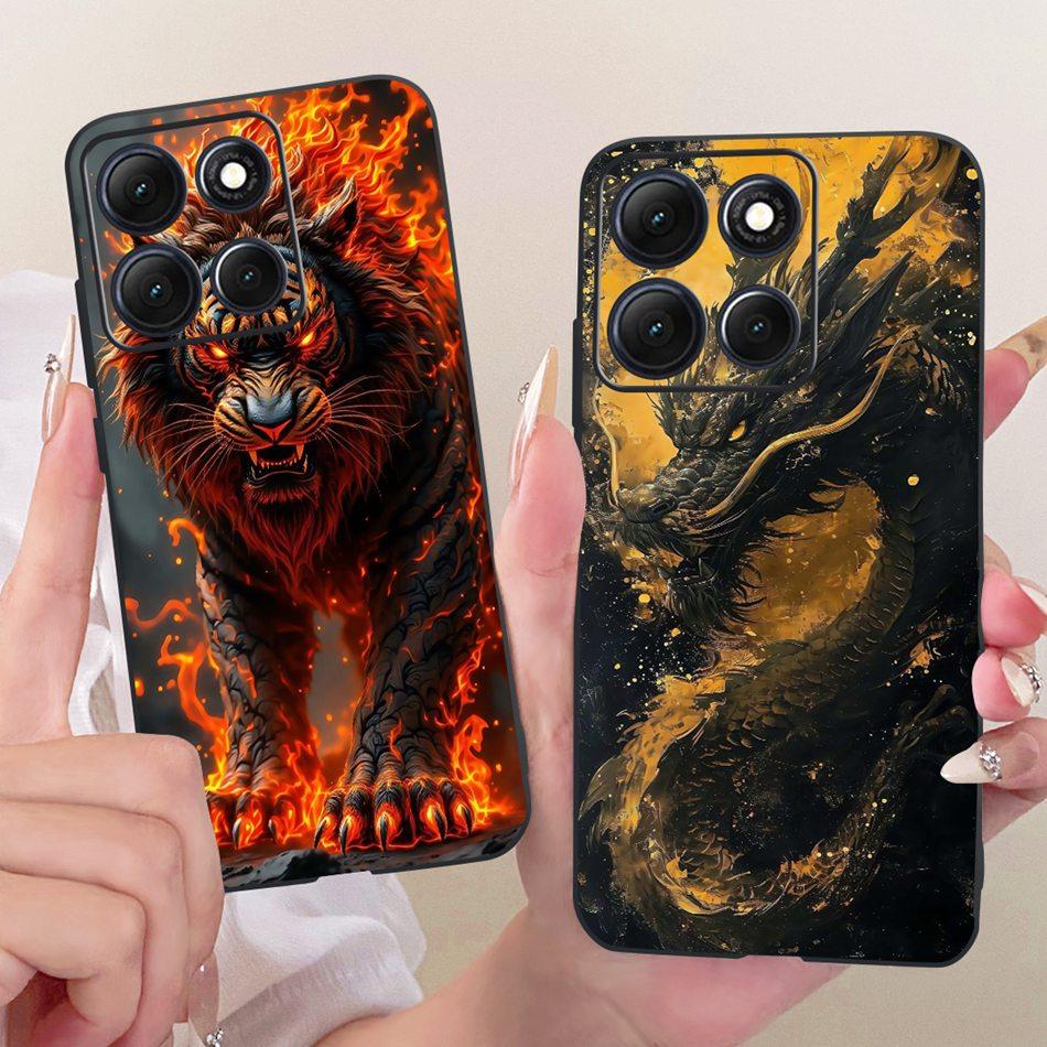 For Motorola Moto G86 Power Cool Dragon Tiger Pattern Phone Case For Moto G86 G86Power Black Silicone Soft Covers Bumpers