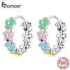 Женские серьги-кольца BAMOER из стерлингового серебра 925 пробы с эмалью и разноцветными цветами, элегантные ювелирные украшения