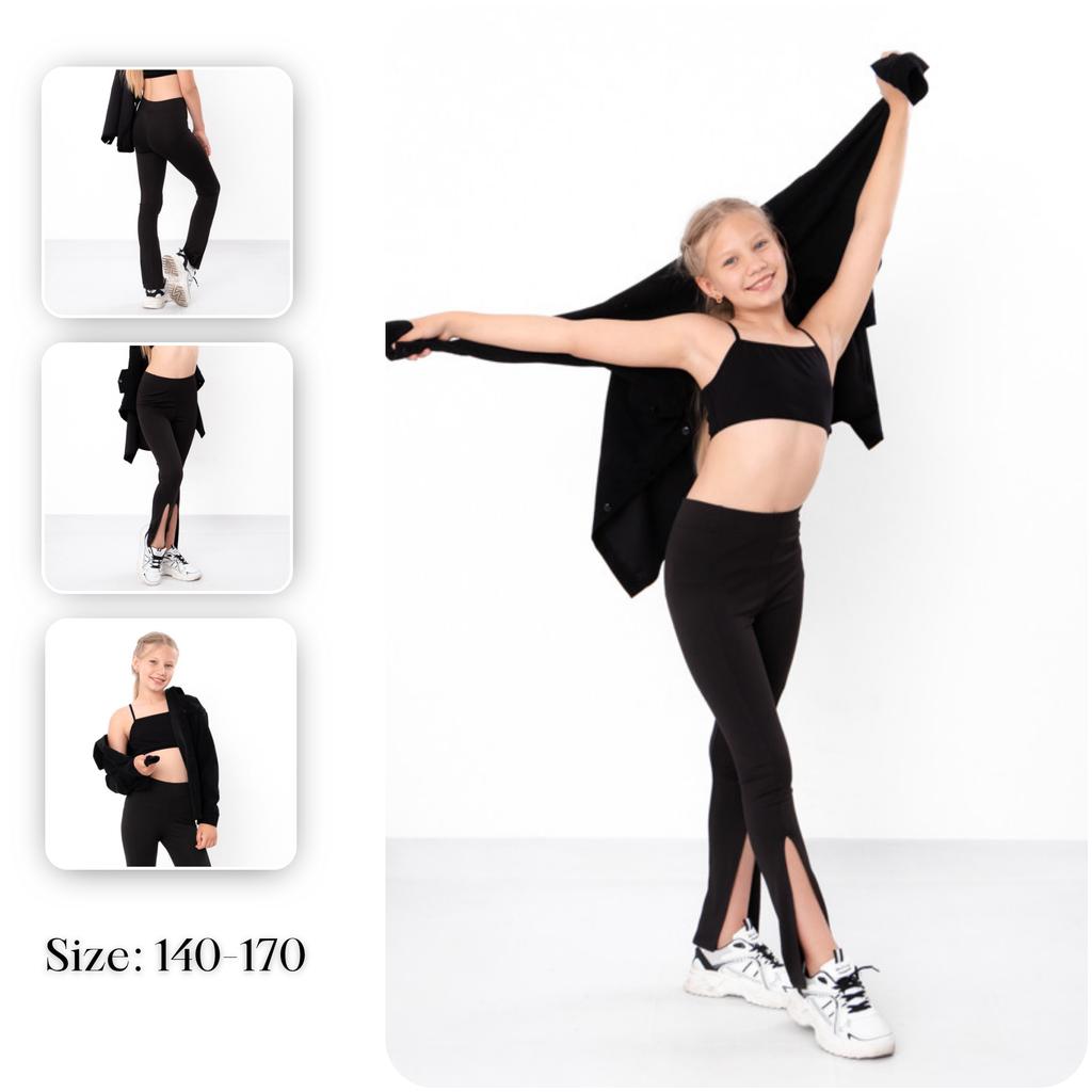 Леггинсы для девочек-подростков – Эластичная посадка и стильные передние разрезы, На любой сезон, 6469-079 HC