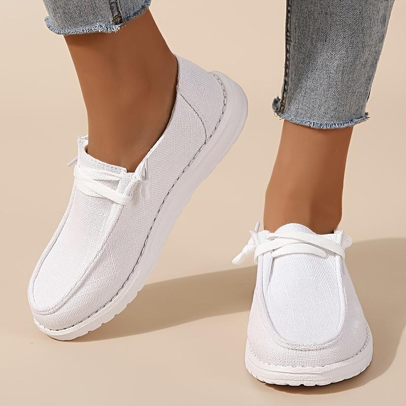 Women's Casual Single Shoes Lace Up Loafer Shoes Casual Canvas Lightweight Slip On Shoes Women's Outdoor Footwear for All Seasons