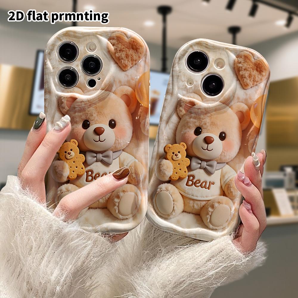 Phone case: 2D flat, suitable for iPhone 18 17 16 15 14 13 12Pro protective case, phone decoration, cookie bear, perfect Christmas and Halloween holid
