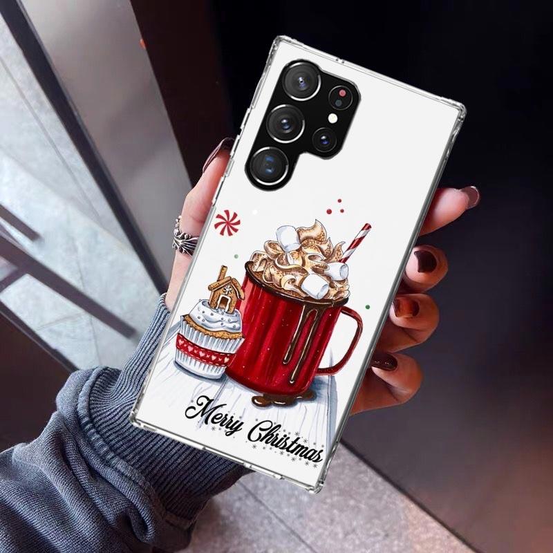 Winter Coffee Christmas Phone Case For Samsung Galaxy S23 S24 S25 Edge S26 Ultra S22 + S21 Plus S20 FE Cover Silicone Print Shel
