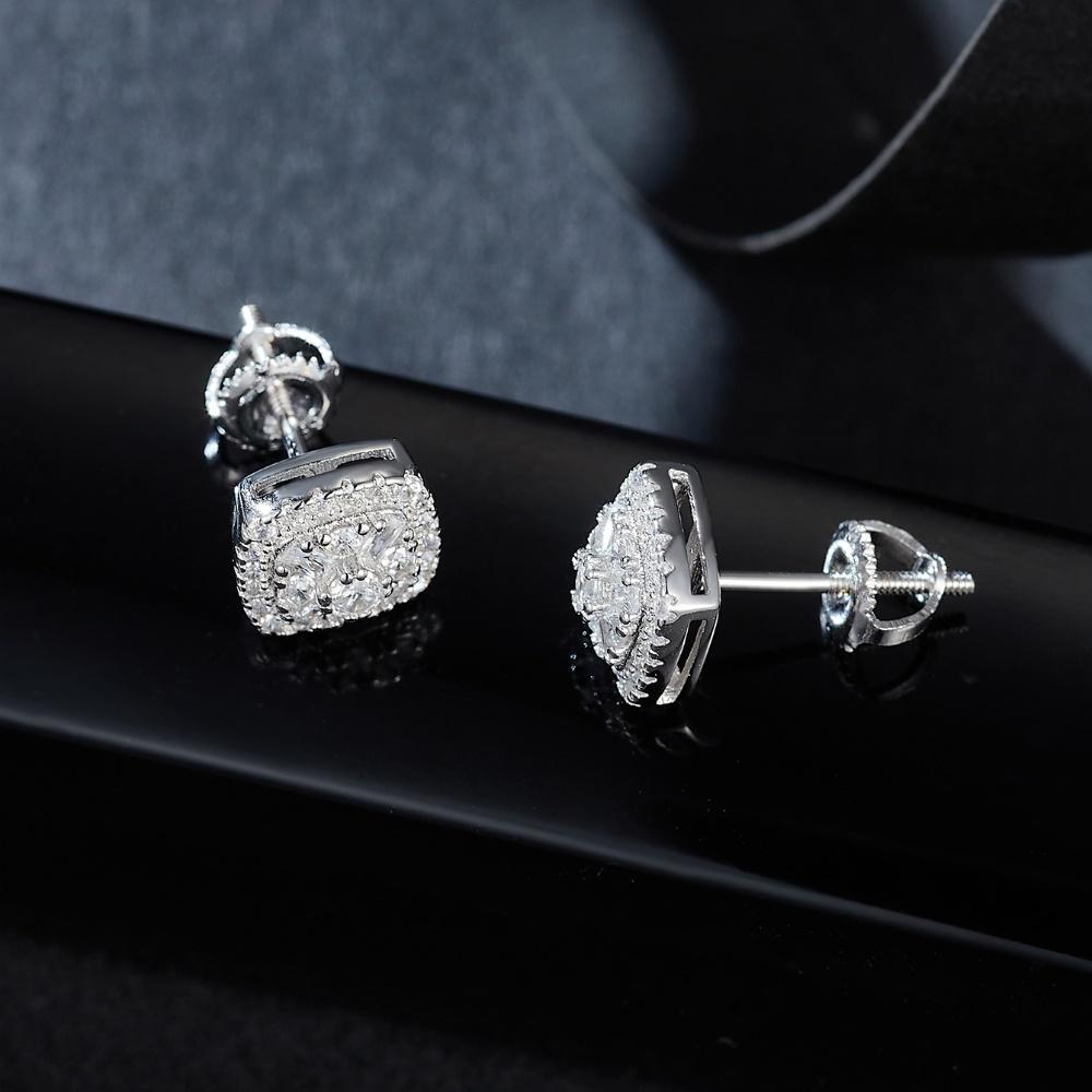 Серьги-гвоздики из стерлингового серебра S925 с квадратным муассанитом для женщин, свадебная вечеринка, изящные ювелирные изделия, подарок