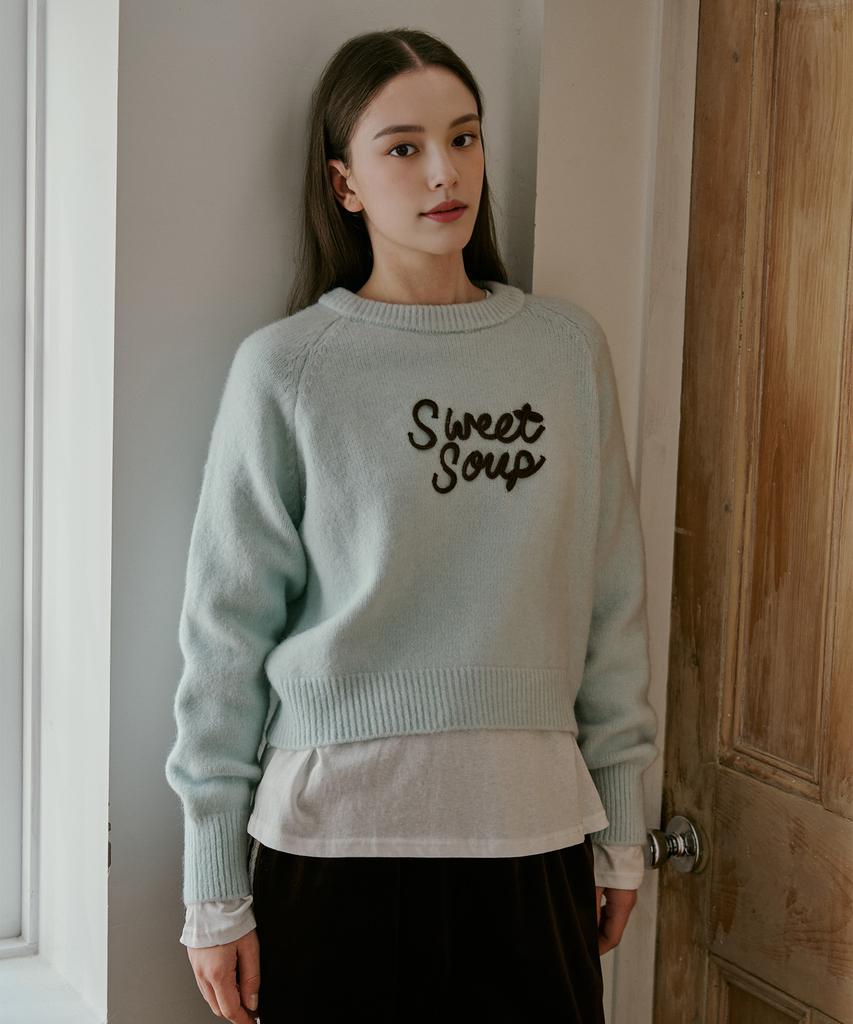 Кроп-свитер с надписью SWEET SOUP (Wbblkf1)