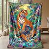 Tiger Family in Harmony Theme blanket Lightweight Warm Flannel Blanket Decorative Throw Blanket for Home Decoration