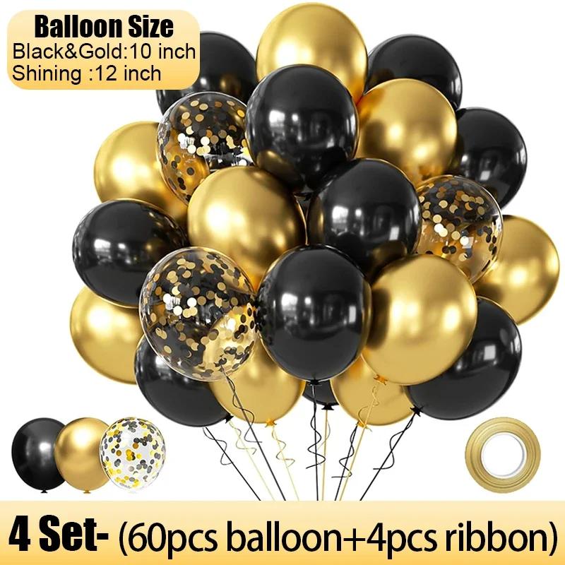 15-150PCS Black Gold Latex Balloons Sequin Confetti Balloon Birthday Wedding Baby Shower Party Decoration Inflatable Balloons