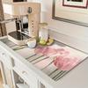 1Pcs Absorbent Floral Rubber Drying Mat Kitchen Carpet Tableware Durable Diatom Mud Table Mat Pet Mat Coffeeware