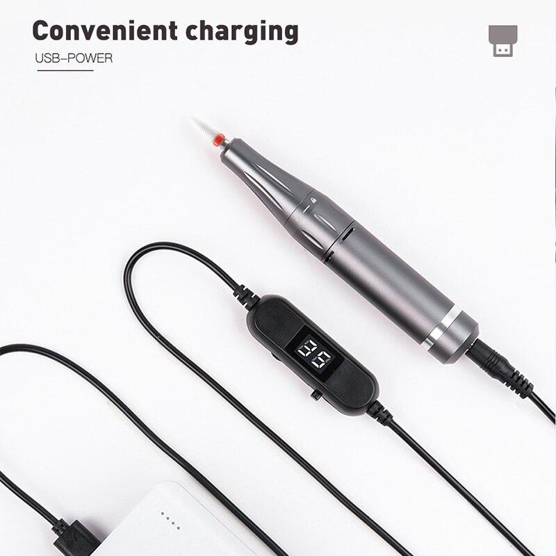 Электрическая дрель для ногтей, 35000 об/мин, набор для маникюра, портативная пилочка для ногтей, гель-лак, фреза для удаления педикюра, инструменты