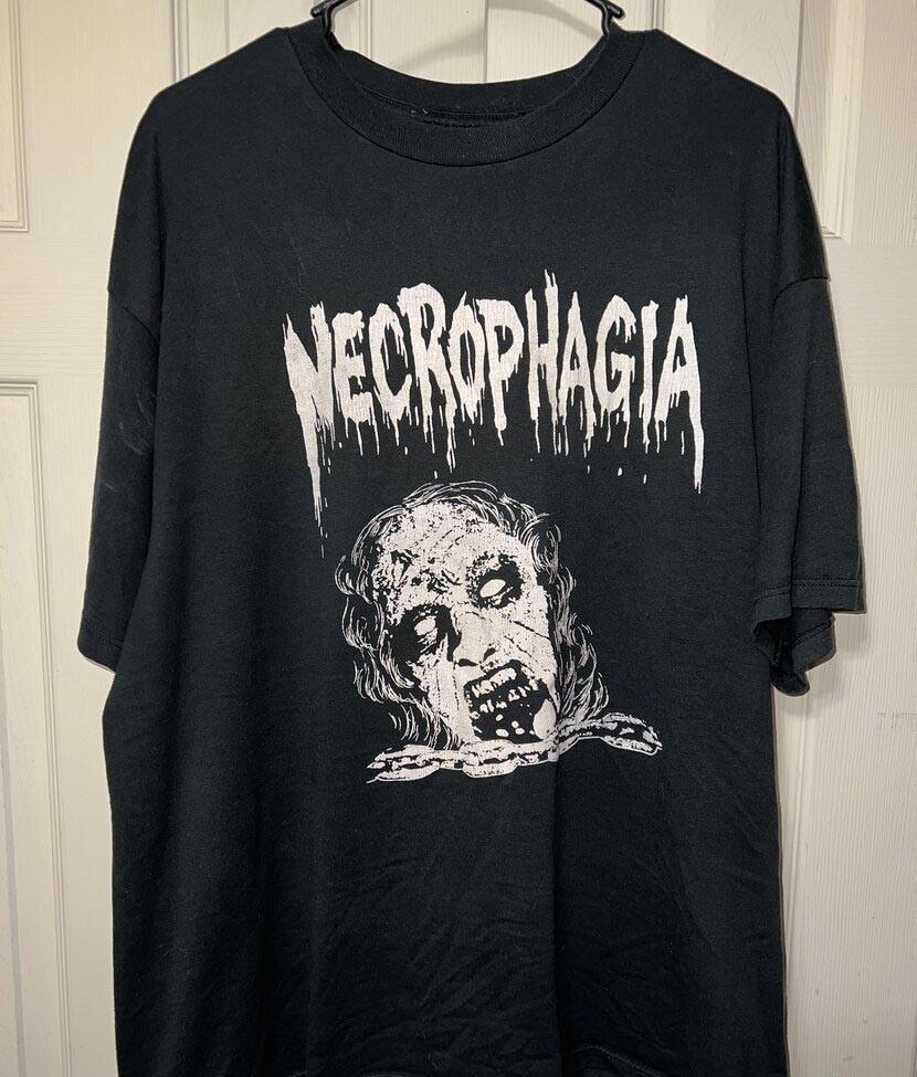 VTG Necrophagia Band Gift For Fans Cotton Black T Shirt All Size JU733