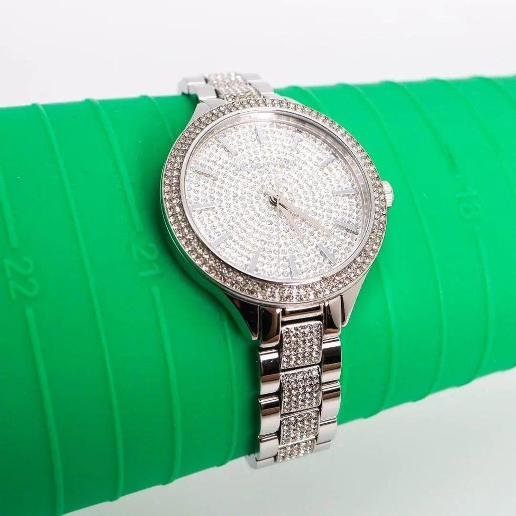 Б/У Рабочие Часы MICHAEL KORS Кристалл Серебристый Внешняя Коробка 3597