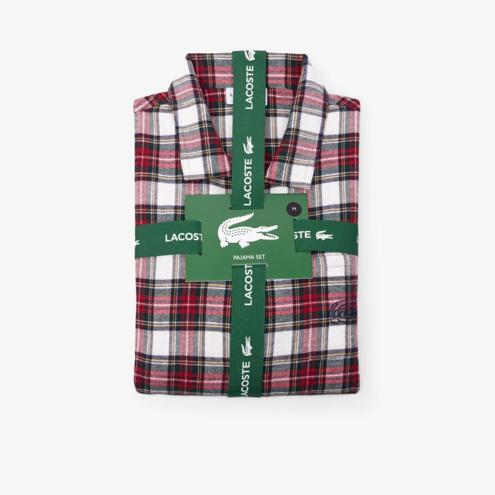 Lacoste Мужской фланелевый клетчатый хлопковый комплект пижамы 4H7981-55NUW6