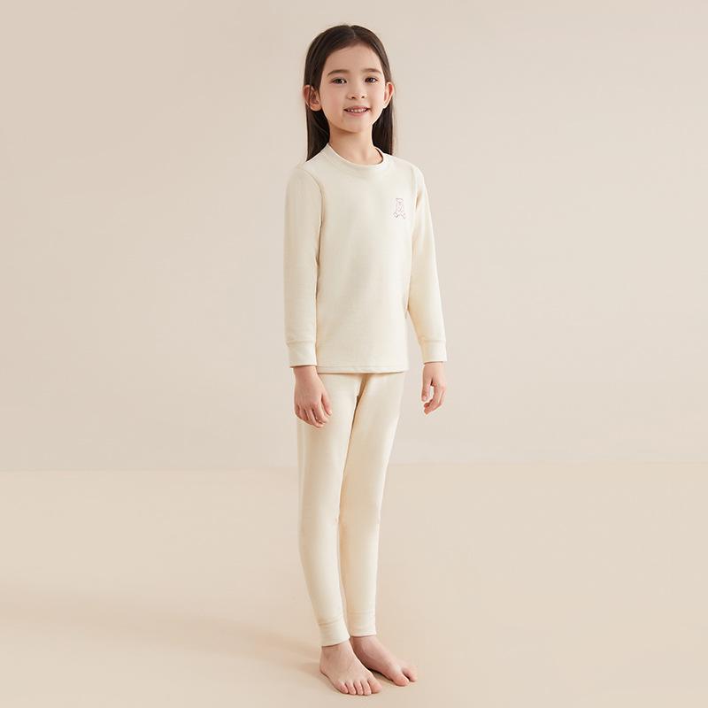 Children's Wool and Silk Thermal Underwear Set Boys and Girls Autumn Clothes and Pants German Baby Winter Double-Sided Fleece Pajamas