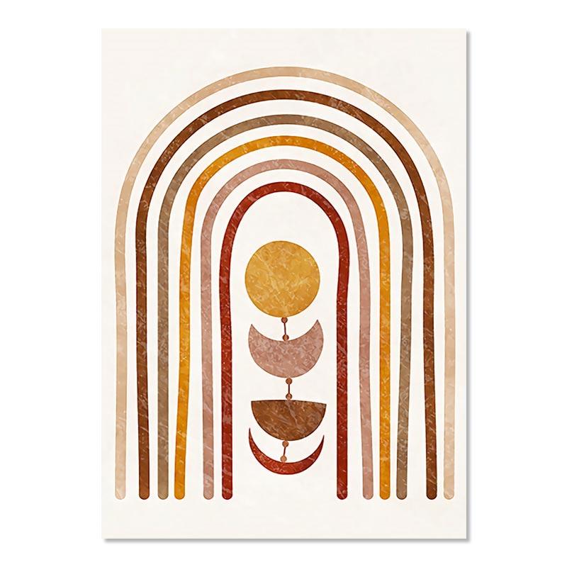 Бохо Монстера Пальмовый Лист Настенные Панно Линии Геометрии Художественный Плакат Солнце Луна Настенные Плакаты Абстрактное Искусство Живопись Cuadros Decorativos