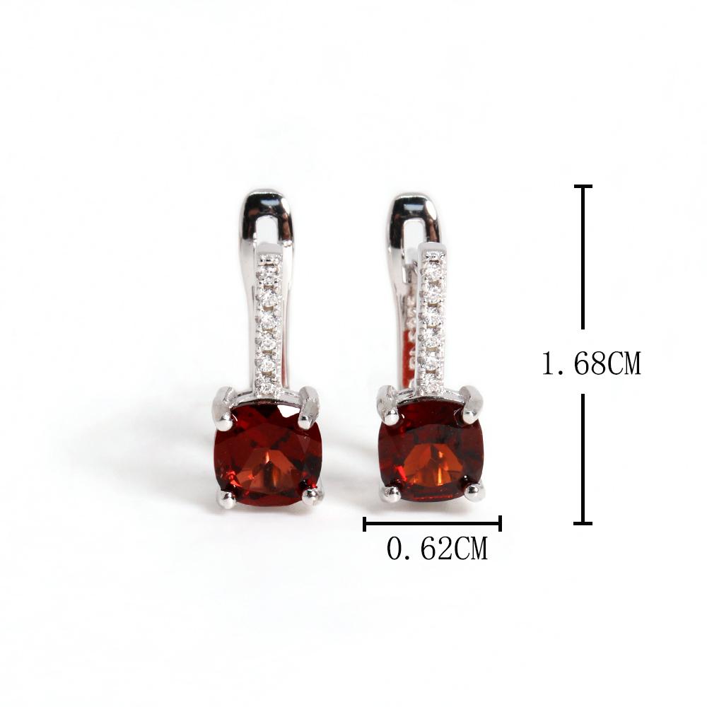 Мода Январь Камень рождения Натуральный гранат серебряные серьги ювелирные изделия Легкая роскошь женщины и девушки Повседневная одежда Подарки