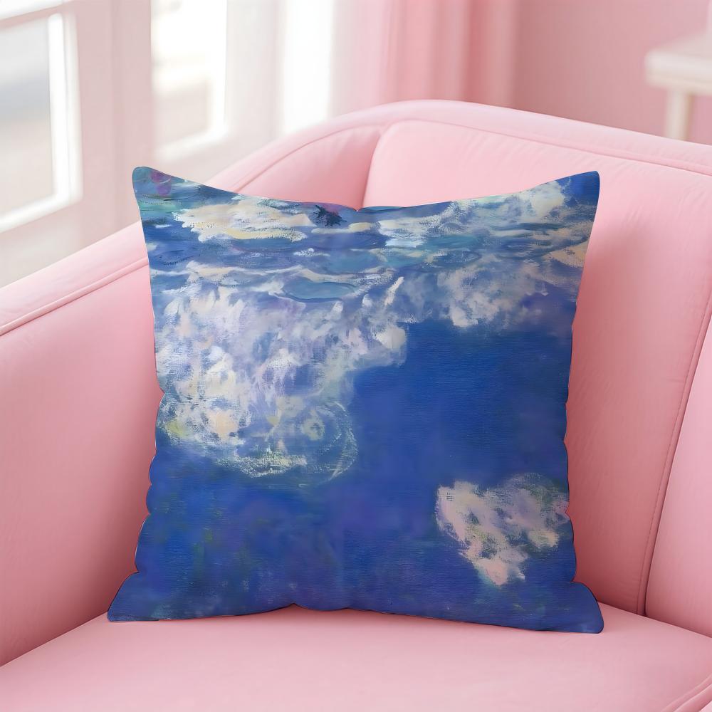 OOscarClaude Monet Cushion Cover Pillow Case Soft Skin Friendly Fabric Comfort Concealed Zipper