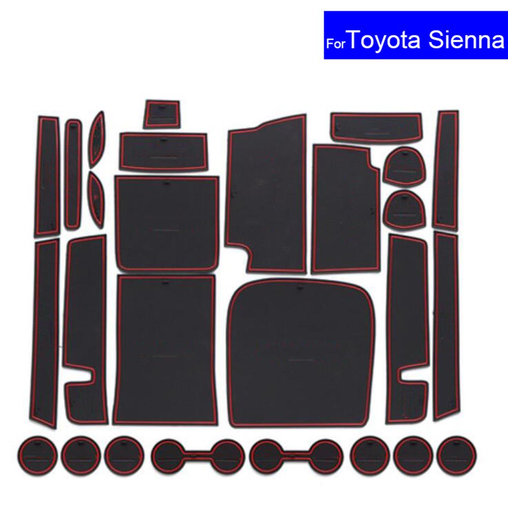 For Toyota Sienna 2011~2016 2017 2018 2019 2020 2021 Door Groove Mat Car Door Gate Slot Mats Carpets Position Cup Holder Pads
