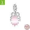 Pink Romantic Bow Diy Pendant Accessories French Sweet And Elegant S925 Sterling Silver Beaded