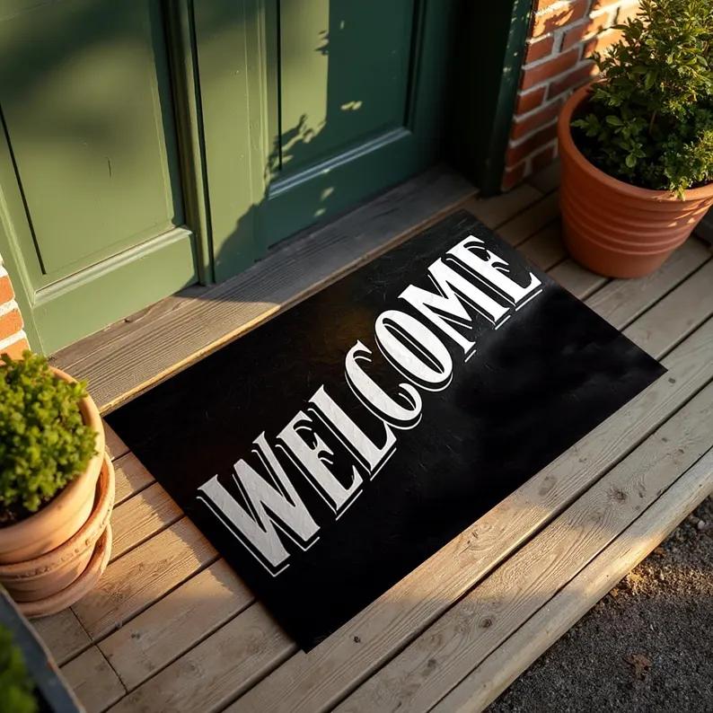 Добро пожаловать Придверный коврик Ковер Ковер Неоновая вывеска Лас-Вегас Деревянная текстура Домашний декор для прихожей Патио Коврик для приветствия Домашний напольный коврик