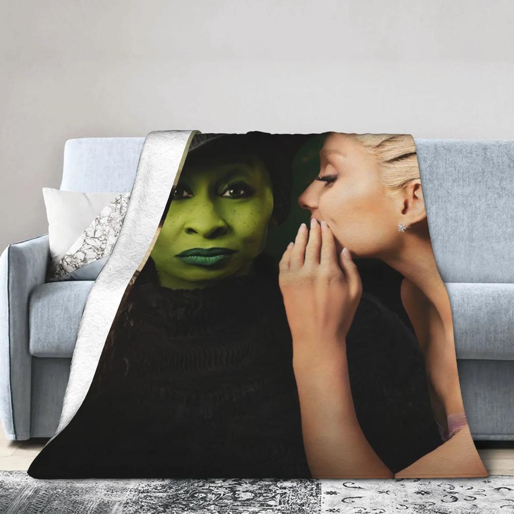 Elphaba Glinda Wicked Movie Warm Plush Throw Blanket for Kids and Adults Flannel Couch Bedspread Sofa Cover