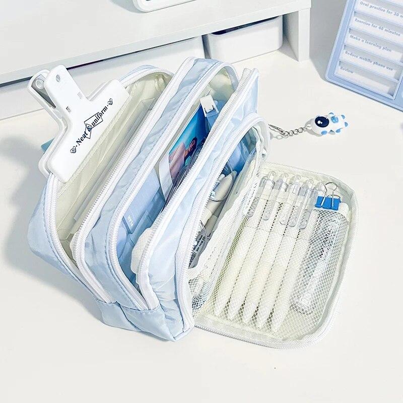 Эстетическая сумка-карандаш большой емкости для девочек, школьные чехлы, милый держатель для канцелярских принадлежностей, сумка-карандаш на молнии, школьные принадлежности для студентов