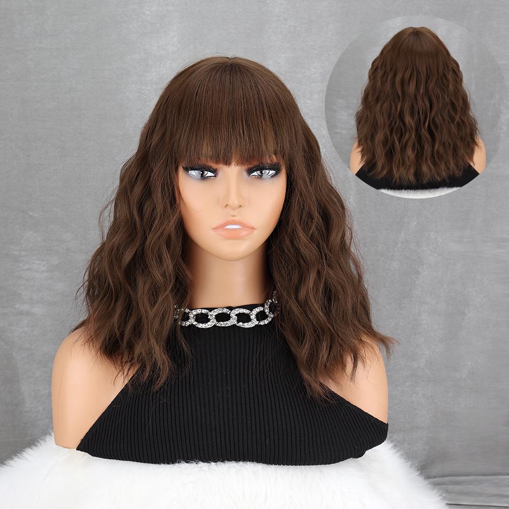 LISI HAIR Длинные синтетические парики боб для женщин, повседневная одежда, черные и коричневые длинные волнистые парики с челкой, термостойкое волокно, волосы для косплея