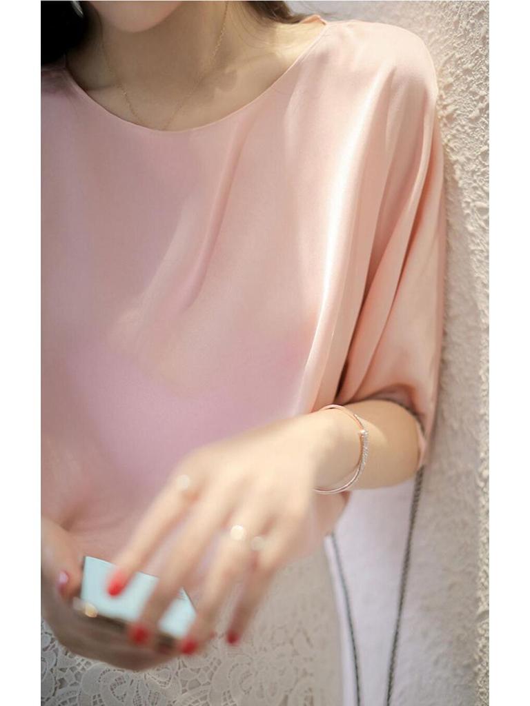 Женский облегающий топ с рукавом три четверти в корейском стиле из сатина