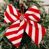 1Pc Christmas Decoration Supplies Red and White Striped Bow Candy Sponge Bow Pendant Christmas Tree Decoration