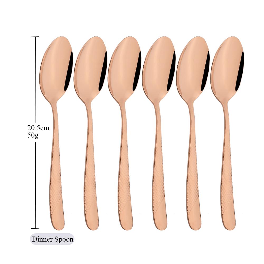 Jankng Western, 6 шт., набор столовых приборов, столовая посуда из нержавеющей стали, обеденная ложка, набор посуды, серебро с золотыми ложками, набор столового серебра