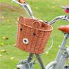 Vintage Woven Front Basket for Kids Bike Natural Rattan Bicycle Basket with Metal Bracket Fits Balance Bike Children Bicycle Accessories