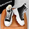 Men's High-Top Fleece-Lined Winter Canvas Sneakers with Thick Sole