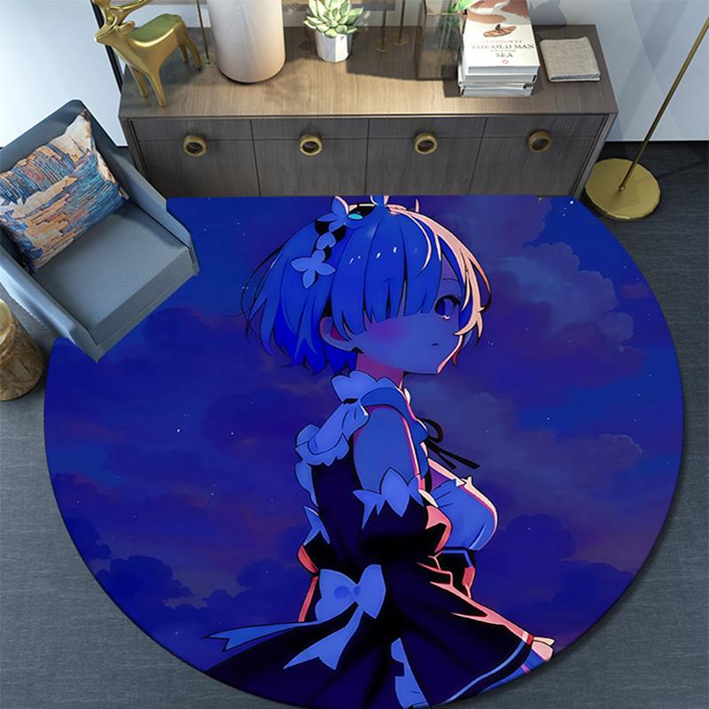 Круглый ковер ReZero, Ковер для гостиной, спальни, дивана, игровой комнаты, Декор, Нескользящий коврик для пола
