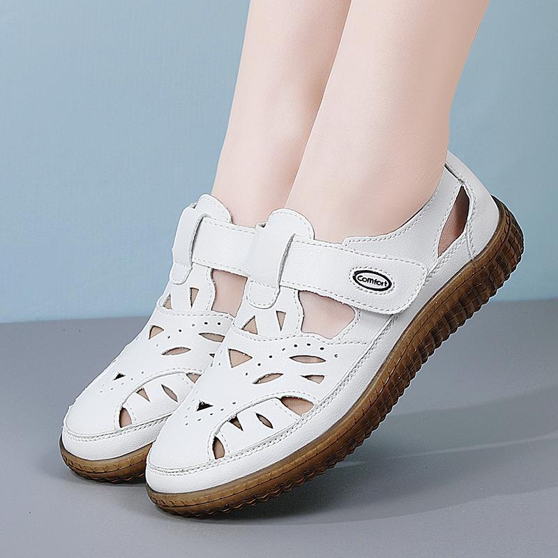 Летние женские римские сандалии Mary Jane Beach Shoes Closed Toe Casual Soft Walking Sandals for Girl Plus Size